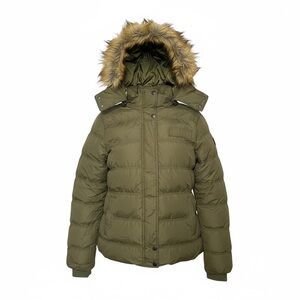 Women’s Puffer Jacket with Faux Fur Hood with Removable Fur and Removable Hood